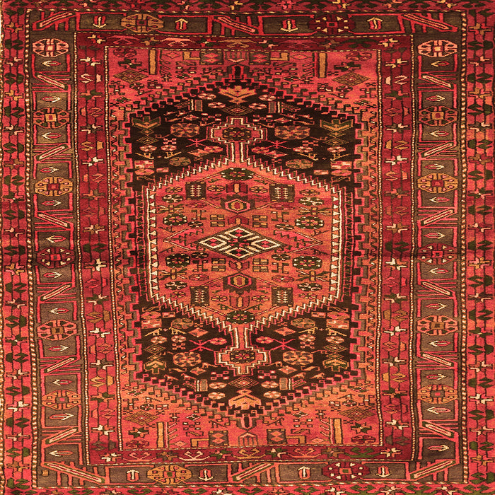 Round Machine Washable Persian Orange Traditional Area Rugs, wshtr553org