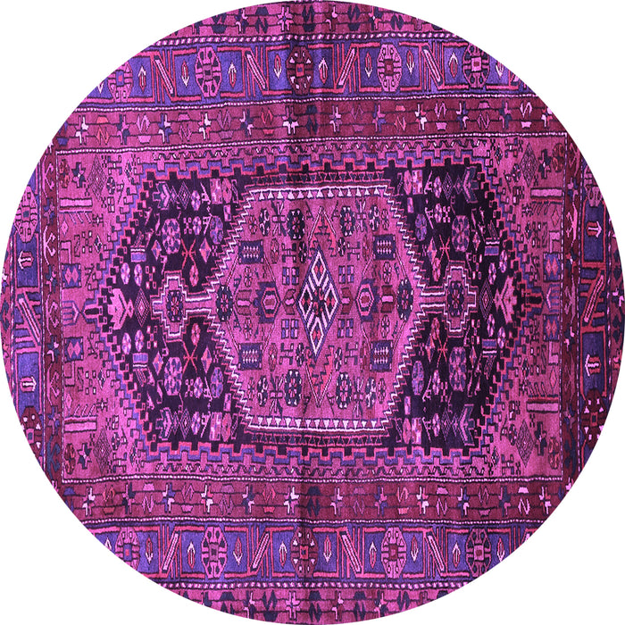 Round Machine Washable Persian Purple Traditional Area Rugs, wshtr553pur