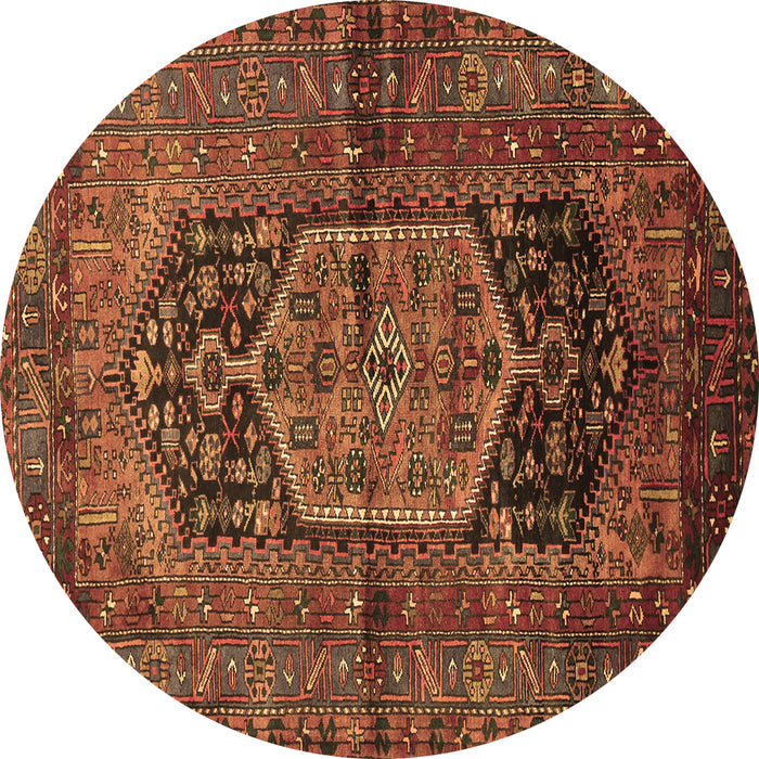 Round Persian Brown Traditional Rug, tr553brn