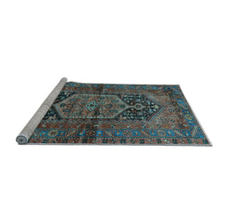 Sideview of Machine Washable Persian Light Blue Traditional Rug, wshtr553lblu