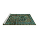 Sideview of Machine Washable Persian Turquoise Traditional Area Rugs, wshtr553turq