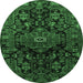 Round Persian Emerald Green Traditional Rug, tr554emgrn