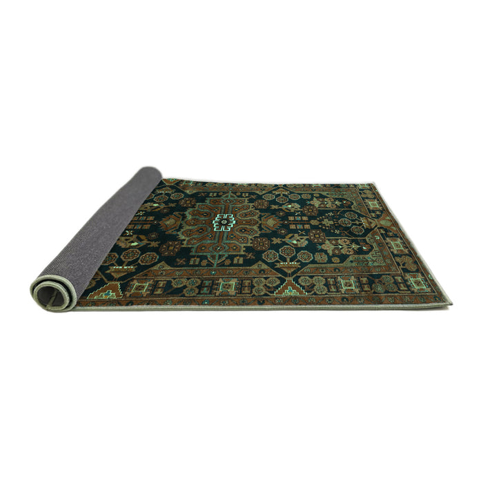 Sideview of Persian Turquoise Traditional Rug, tr554turq