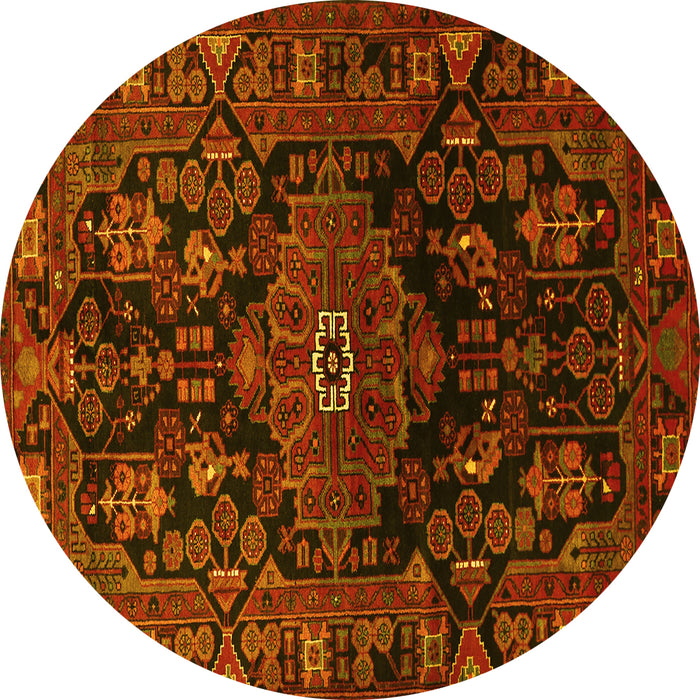 Round Machine Washable Persian Yellow Traditional Rug, wshtr554yw