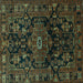 Square Machine Washable Persian Turquoise Traditional Area Rugs, wshtr554turq