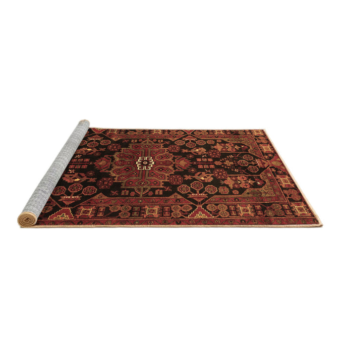 Sideview of Machine Washable Persian Brown Traditional Rug, wshtr554brn