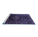 Sideview of Machine Washable Persian Blue Traditional Rug, wshtr554blu