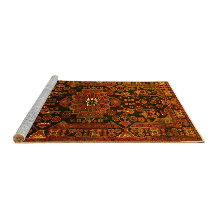 Sideview of Machine Washable Persian Yellow Traditional Rug, wshtr554yw