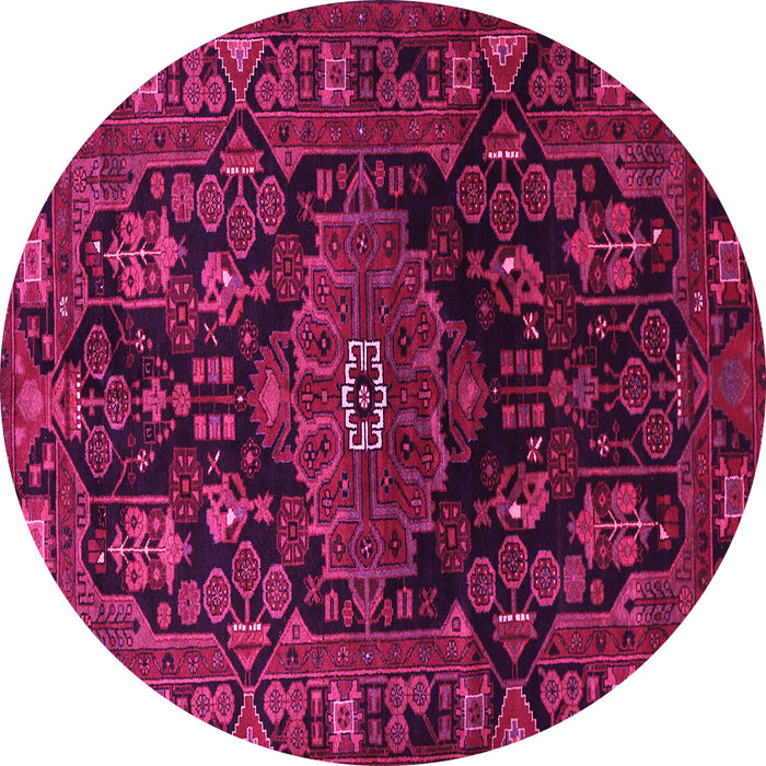 Round Machine Washable Persian Pink Traditional Rug, wshtr554pnk