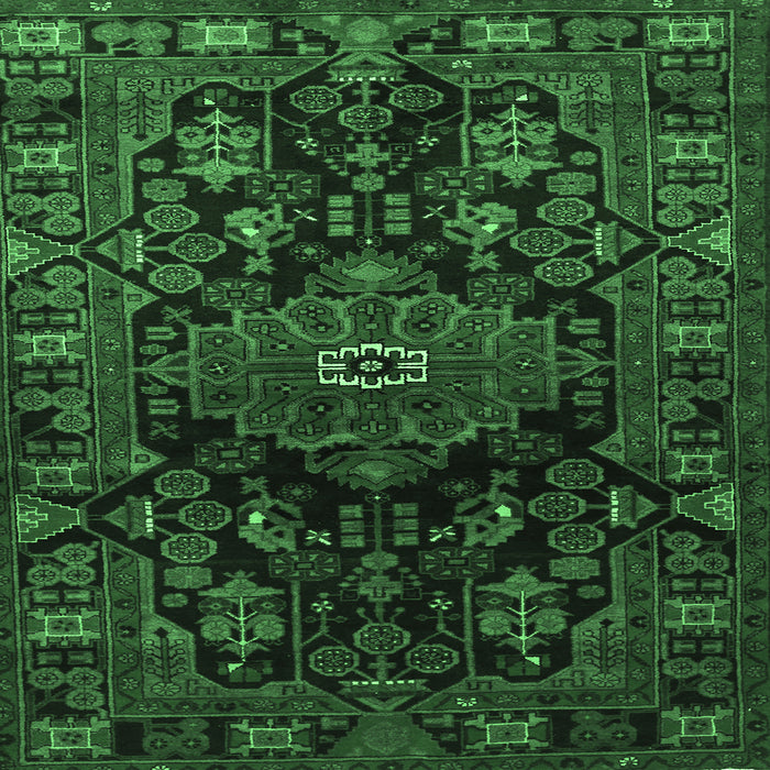 Square Persian Emerald Green Traditional Rug, tr554emgrn