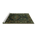 Sideview of Machine Washable Persian Turquoise Traditional Area Rugs, wshtr554turq