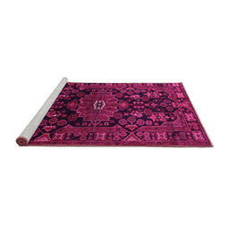 Sideview of Machine Washable Persian Pink Traditional Rug, wshtr554pnk