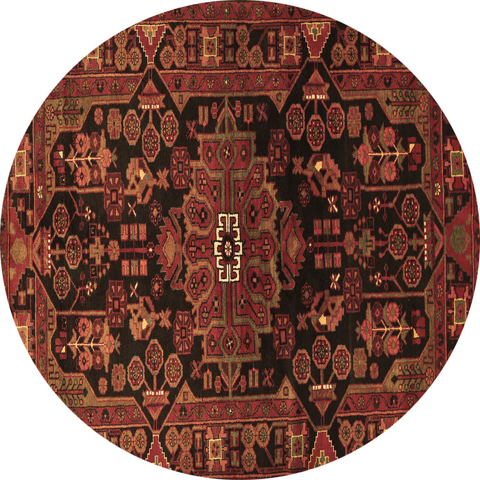Round Persian Brown Traditional Rug, tr554brn