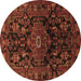 Round Persian Brown Traditional Rug, tr554brn