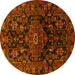 Round Persian Yellow Traditional Rug, tr554yw