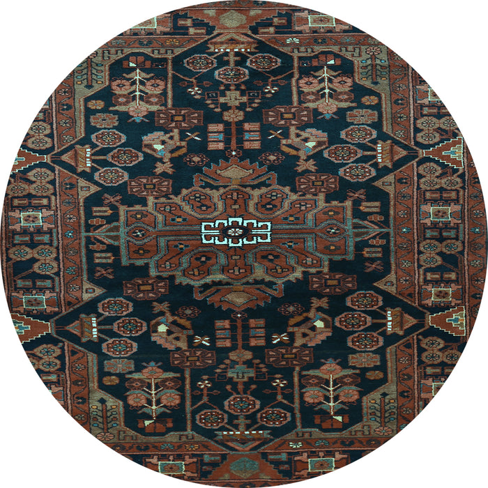 Round Machine Washable Persian Light Blue Traditional Rug, wshtr554lblu