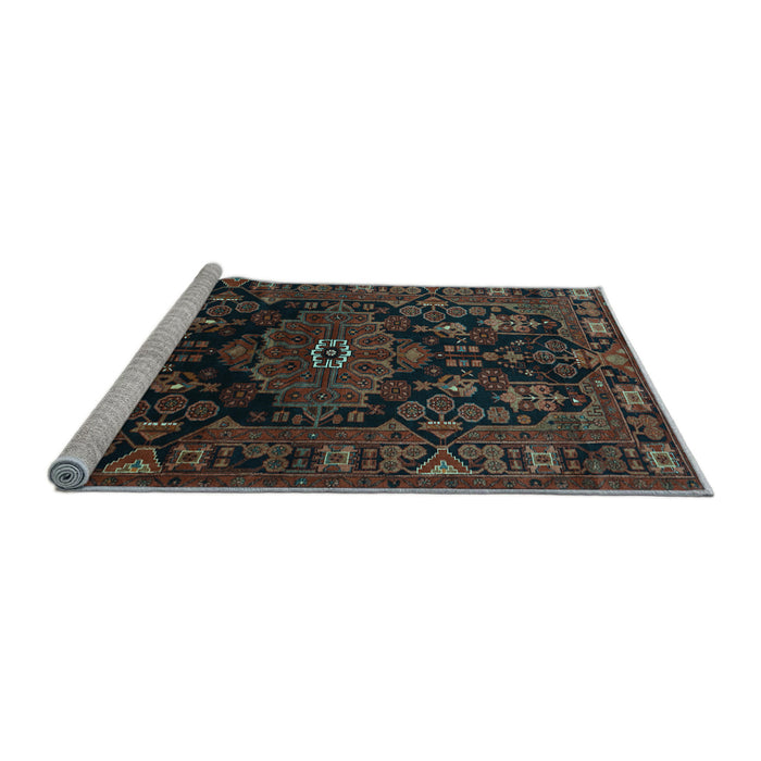 Sideview of Machine Washable Persian Light Blue Traditional Rug, wshtr554lblu