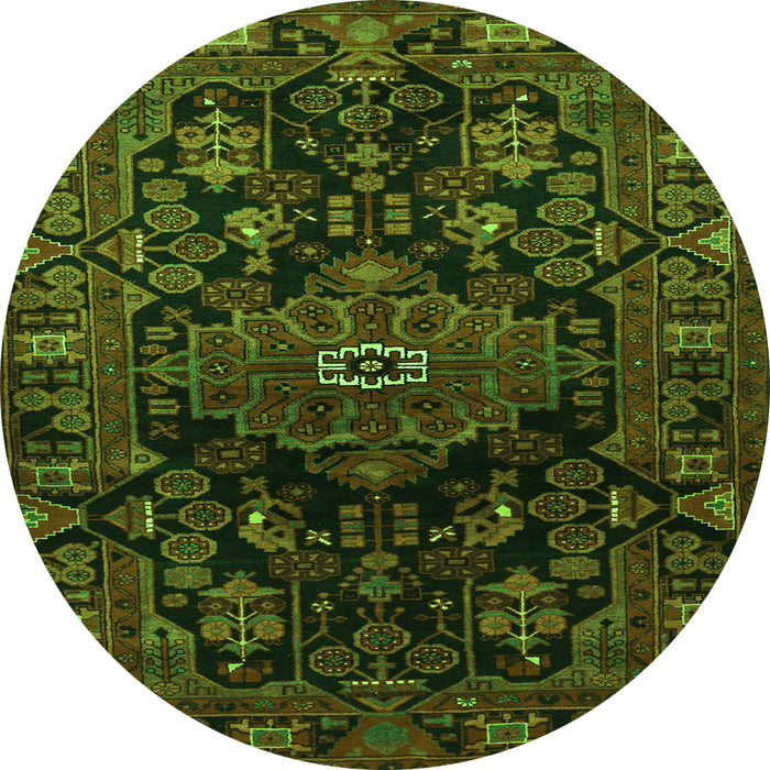Square Persian Green Traditional Rug, tr554grn