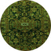 Square Persian Green Traditional Rug, tr554grn