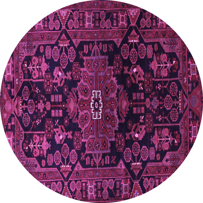 Round Machine Washable Persian Purple Traditional Area Rugs, wshtr554pur