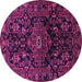 Round Machine Washable Persian Purple Traditional Area Rugs, wshtr554pur