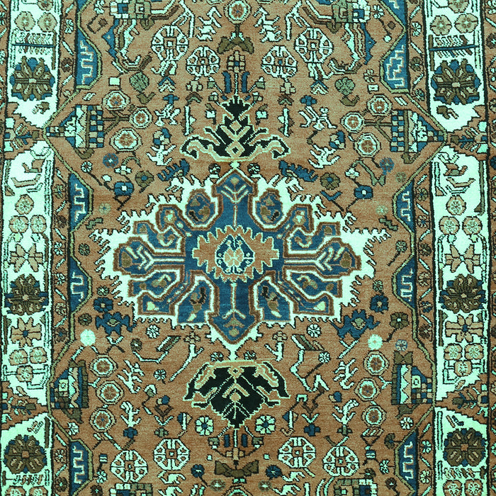 Machine Washable Persian Turquoise Traditional Area Rugs, wshtr555turq