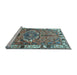 Sideview of Machine Washable Persian Light Blue Traditional Rug, wshtr555lblu
