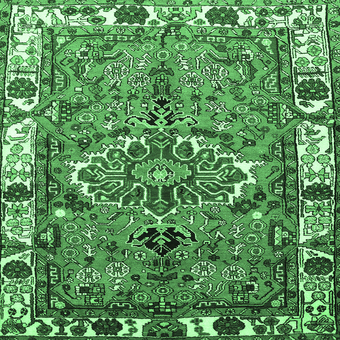 Square Machine Washable Persian Emerald Green Traditional Area Rugs, wshtr555emgrn