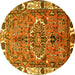 Round Persian Yellow Traditional Rug, tr555yw