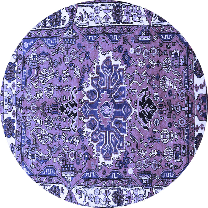 Round Machine Washable Persian Blue Traditional Rug, wshtr555blu