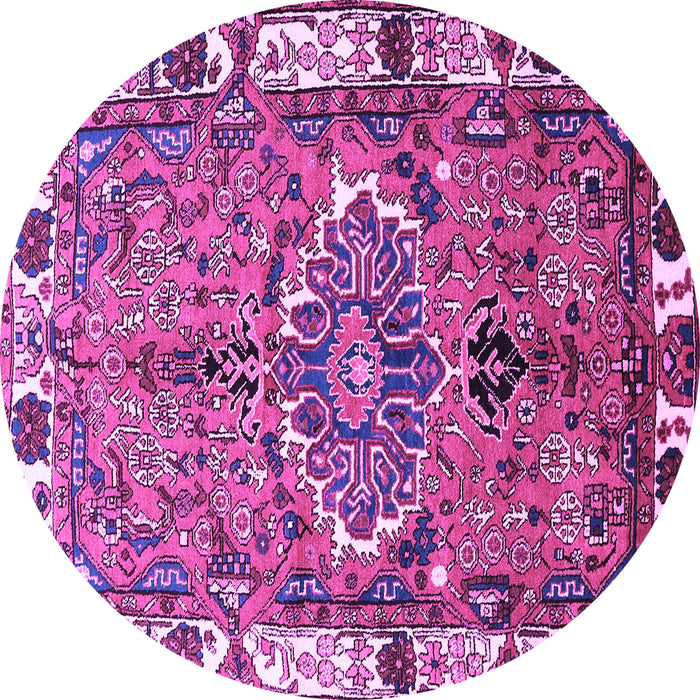 Round Machine Washable Persian Purple Traditional Area Rugs, wshtr555pur