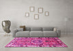 Machine Washable Persian Pink Traditional Rug in a Living Room, wshtr555pnk
