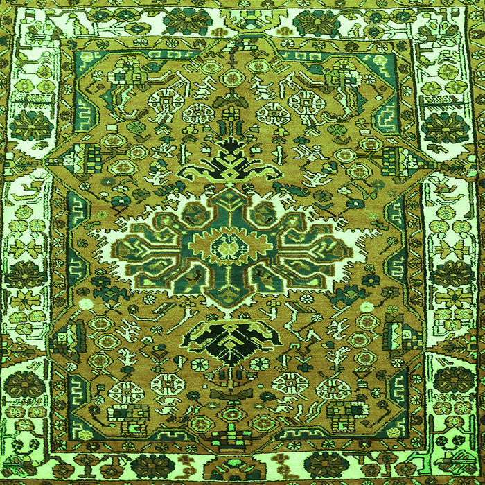 Round Machine Washable Persian Green Traditional Area Rugs, wshtr555grn