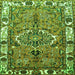 Round Machine Washable Persian Green Traditional Area Rugs, wshtr555grn