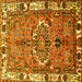 Square Machine Washable Persian Yellow Traditional Rug, wshtr555yw