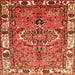 Round Machine Washable Persian Orange Traditional Area Rugs, wshtr555org