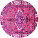 Round Persian Pink Traditional Rug, tr555pnk