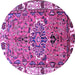 Round Persian Purple Traditional Rug, tr555pur