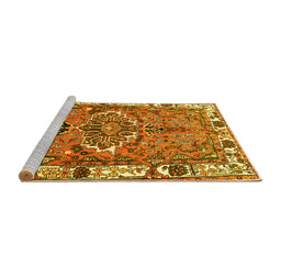 Sideview of Machine Washable Persian Yellow Traditional Rug, wshtr555yw