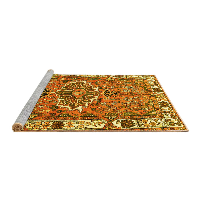 Sideview of Machine Washable Persian Yellow Traditional Rug, wshtr555yw
