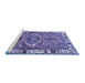 Sideview of Machine Washable Persian Blue Traditional Rug, wshtr555blu