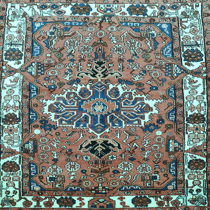 Square Machine Washable Persian Light Blue Traditional Rug, wshtr555lblu