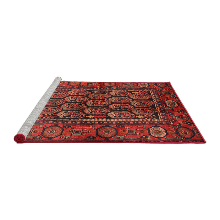 Sideview of Machine Washable Traditional Tomato Red Rug, wshtr556