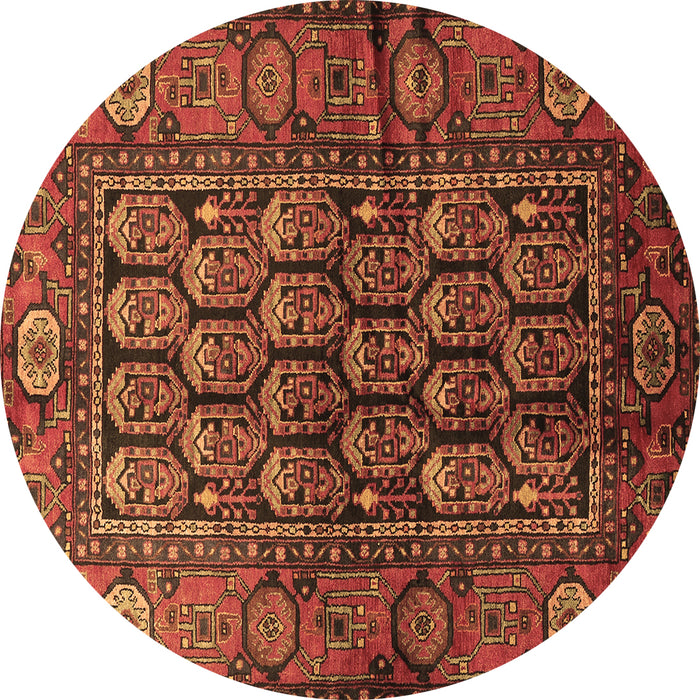 Round Persian Brown Traditional Rug, tr556brn
