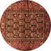 Round Persian Brown Traditional Rug, tr556brn