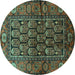 Round Machine Washable Persian Turquoise Traditional Area Rugs, wshtr556turq