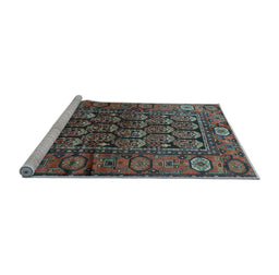 Sideview of Machine Washable Persian Light Blue Traditional Rug, wshtr556lblu