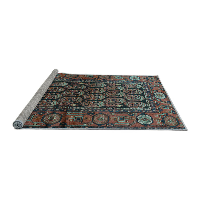 Sideview of Machine Washable Persian Light Blue Traditional Rug, wshtr556lblu