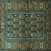 Square Machine Washable Persian Turquoise Traditional Area Rugs, wshtr556turq