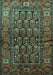 Machine Washable Persian Turquoise Traditional Area Rugs, wshtr556turq